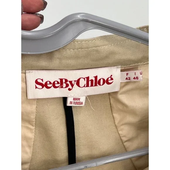 New See By Chloe Ladies Khaki Military Jacket Size 10 - Picture 8 of 12